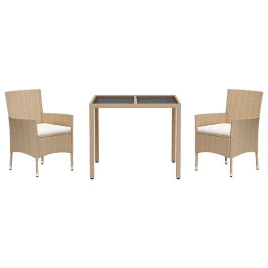 Vidaxl Set Comedor De Jardín 3 Pzas Con Cojines Ratán Sintético Beige_0