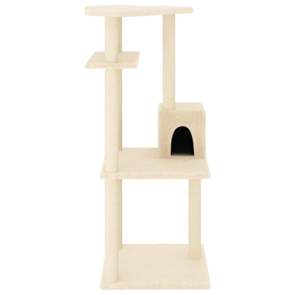 Rascador Para Gatos Con Postes De Sisal Color Crema 123 Cm_2