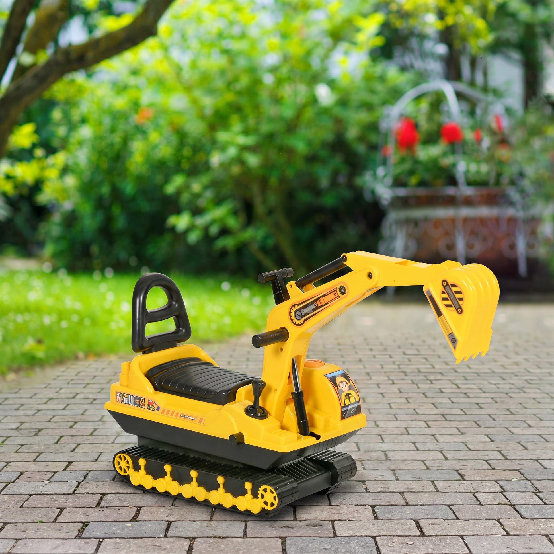 Homcom Excavadora Sin Pedales Para Niños Con Brazo Móvil 78x24x58,5 Cm Amarillo_1