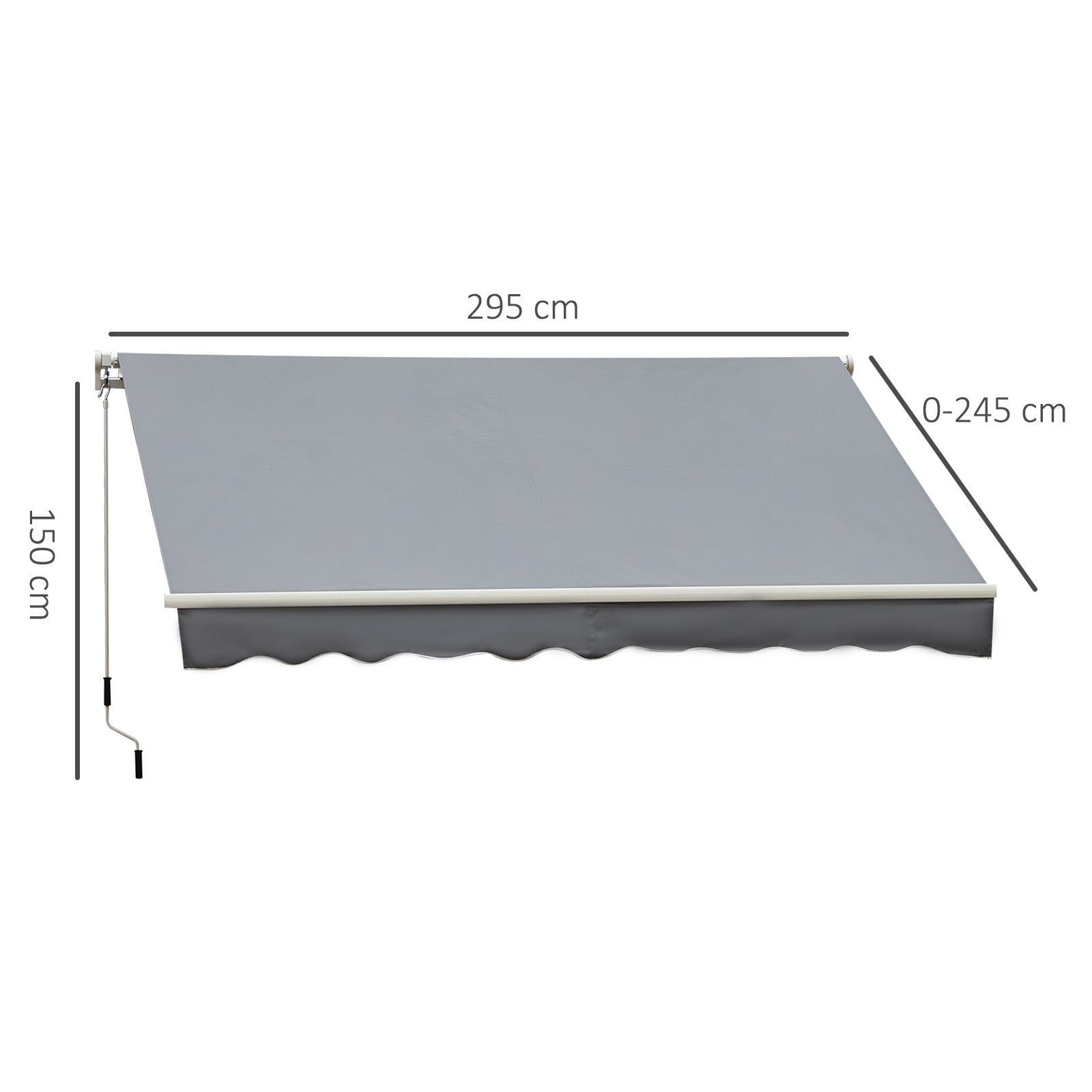 Outsunny Toldo Manual Retráctil Plegable Con Manivela Exterior 295x245 Cm Gris_2