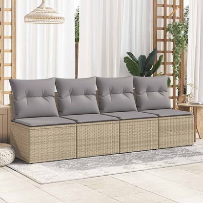 Set Sofás Jardín Y Cojines 4 Pzas Ratán Sintético Acacia Beige / Vetonek_2