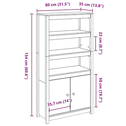 Aparador De Madera Maciza De Pino 80x35x154 Cm / Vetonek_4