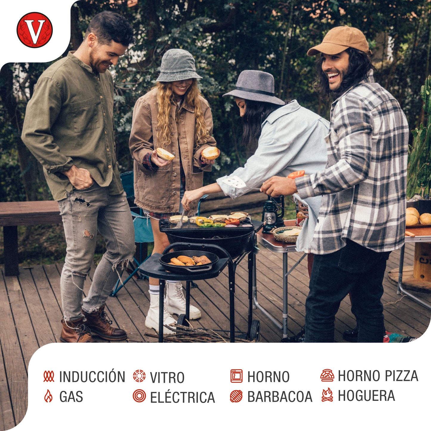 Victoria Paellera Hierro Fundido Curado Inducción 33cm, Apta Fuego, Barbacoa, Horno Cast Iron Skillet, 37574, Negro_3