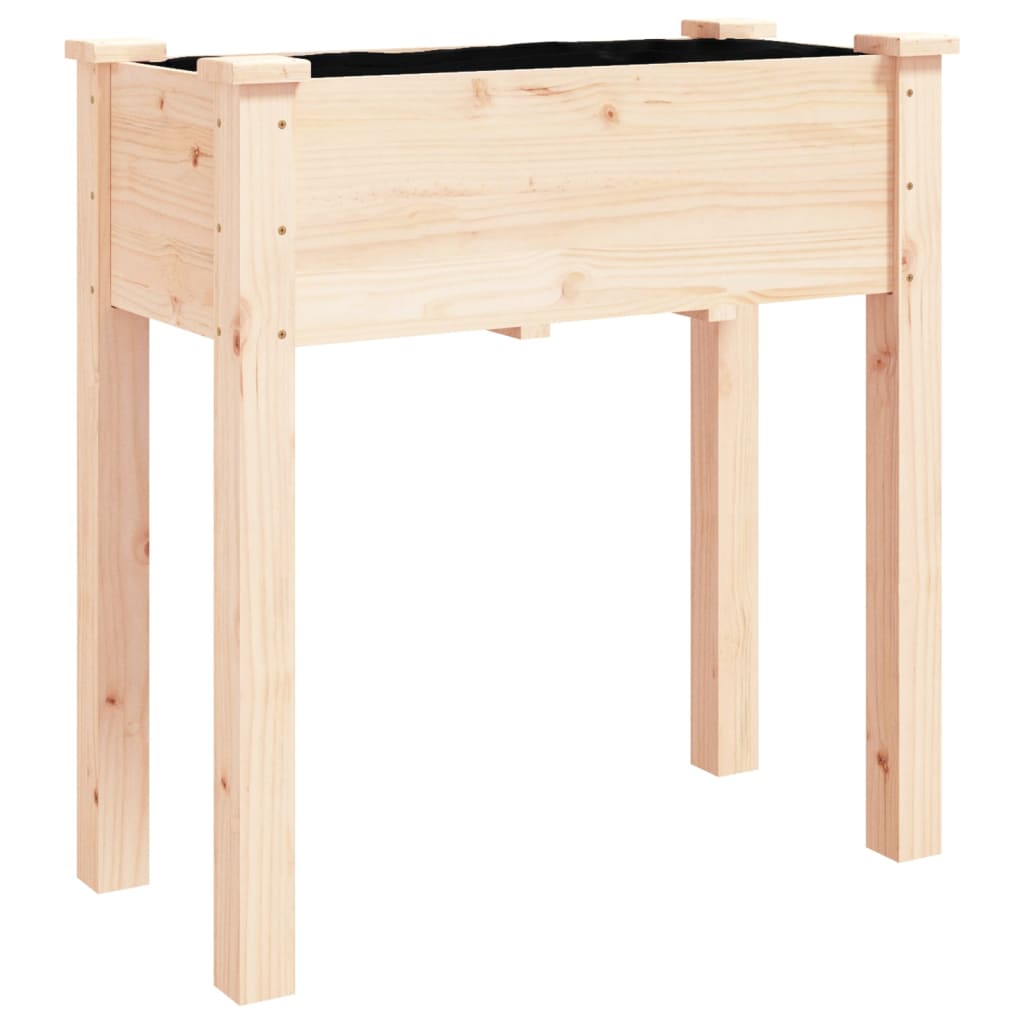 Jardinera Con Forro Y Ruedas Madera Maciza De Abeto 71x37x80 Cm_2