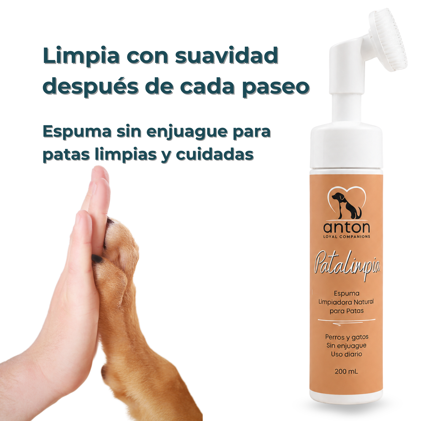 Espuma limpiadora natural para la higiene de las patas de perros y gatos – 200 ml_1