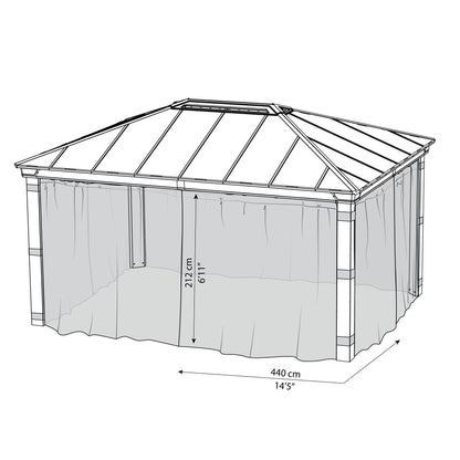 Conjunto mosquiteiro para gazebo Dallas 360x843 cm 