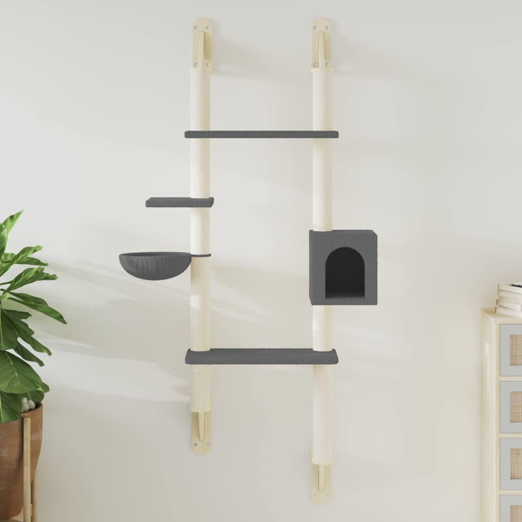Árbol Rascador Para Gatos De Pared Gris Oscuro 180 Cm_1