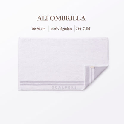 Alfombrilla De Baño 50x80cm En Algodón Blanco Con Rayas Scalpers Home