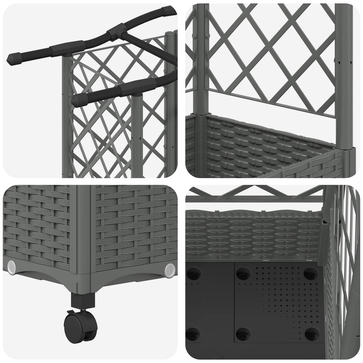 Cama Elevada Con Trellis Y Techo Gris Claro 124 X 40 X 129 Cm_5