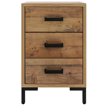 Mesita De Noche Madera Maciza Pino Reciclada Marrón 40x30x55 Cm_1