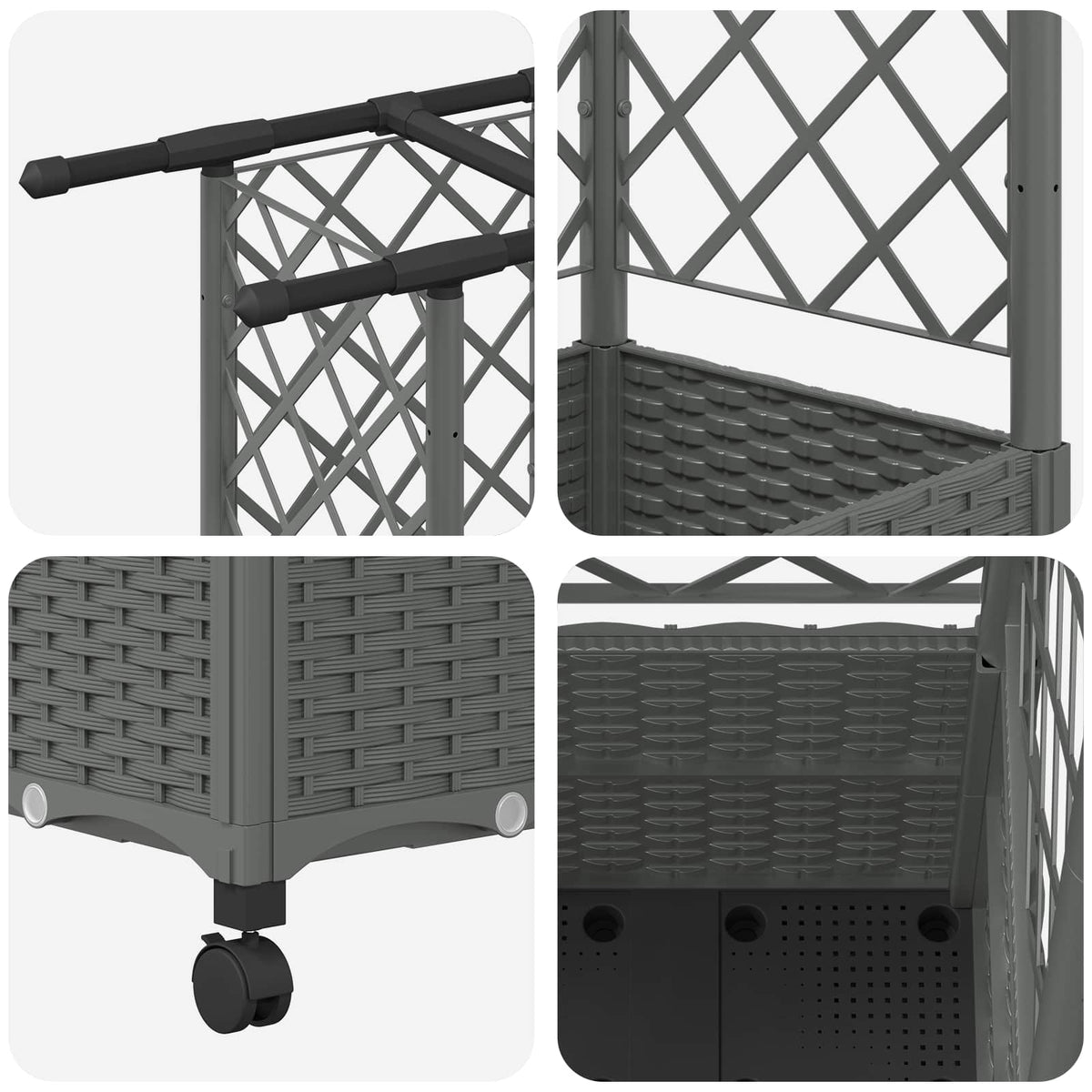 Cama Elevada Con Trellis Y Techo Gris Claro 163,5 X 40 X 142 Cm_5