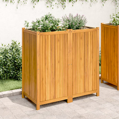 Jardinera Con Forro Madera Maciza De Acacia 100x50x100 Cm_2
