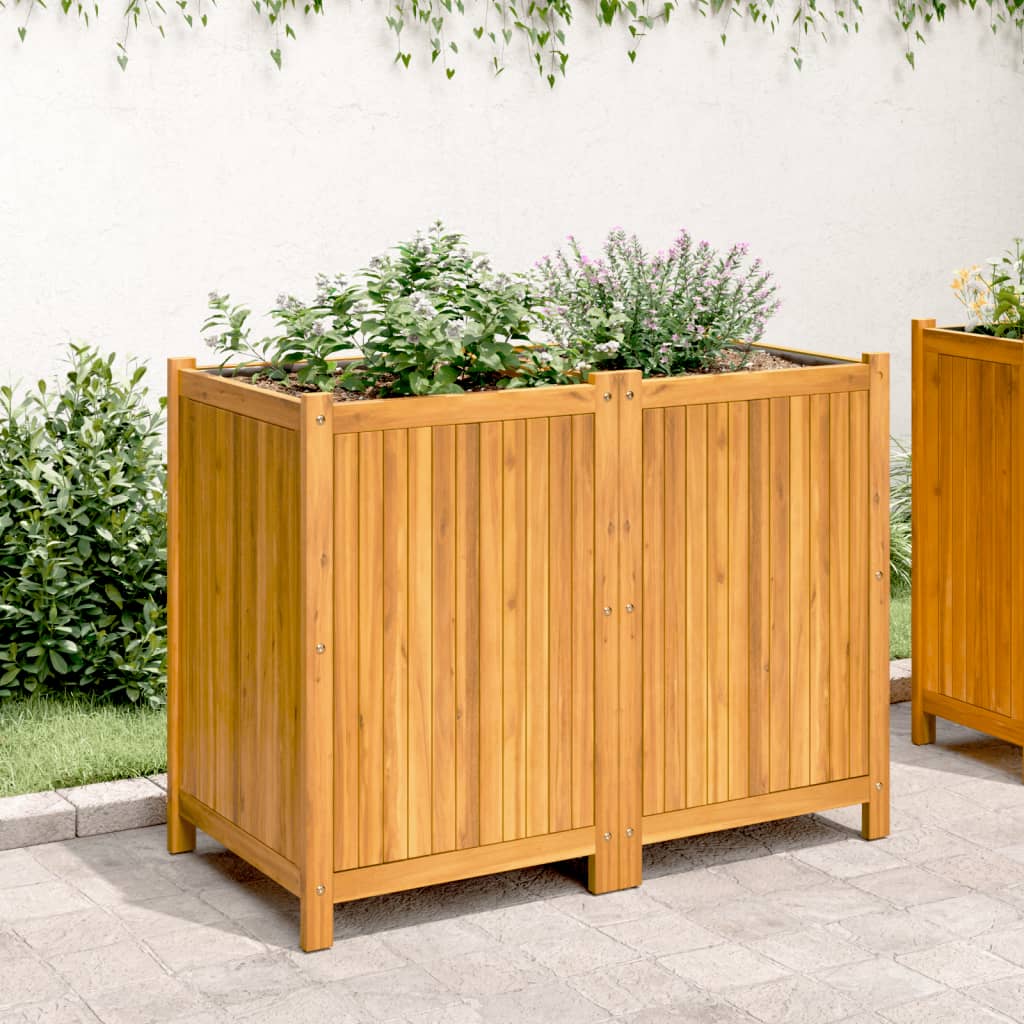 Jardinera Con Forro Madera Maciza De Acacia 100x50x75 Cm_2