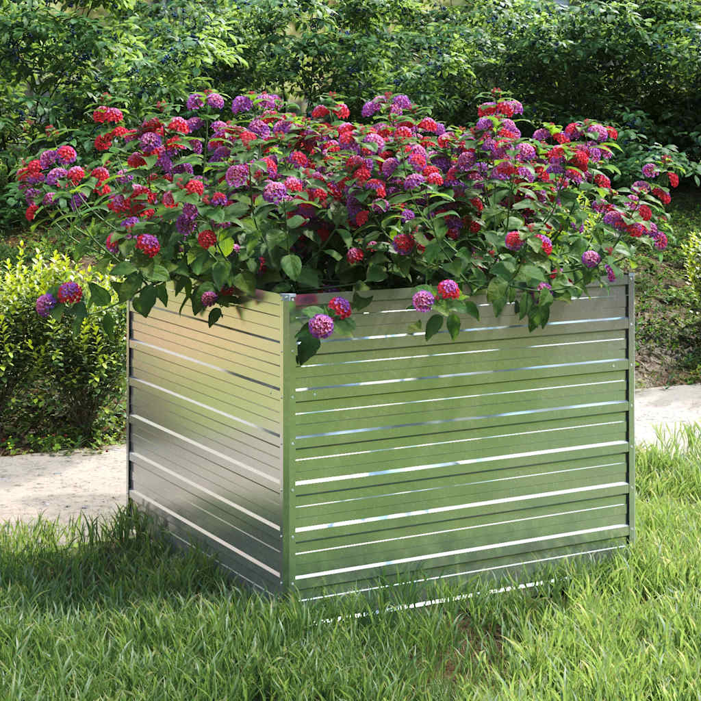 Arriate De Acero Galvanizado Plateado 100x100x77 Cm_1