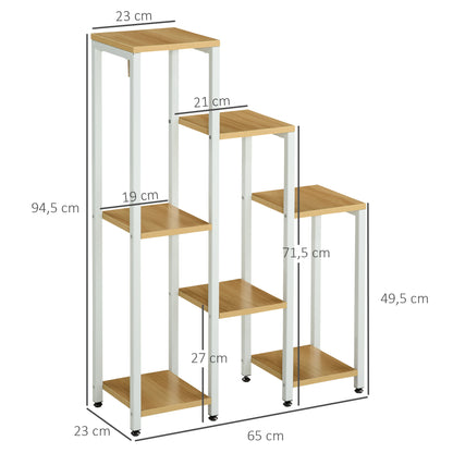 Outsunny Soporte Para Plantas Con 7 Estantes Marco De Acero 65x23x94,5cm Natural_2