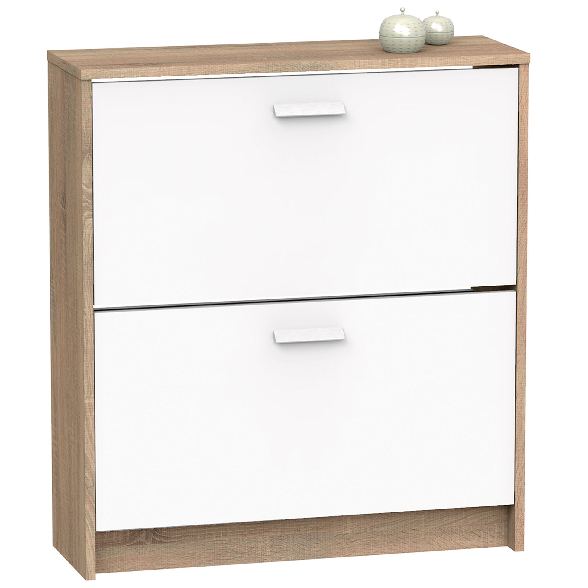 Zapatero Entrada Recibidor, Mueble Auxiliar Estrecho Zapatos, 2 Puertas, Madera 82x74x25 Cm, Briebe, Nova, Blanco_2