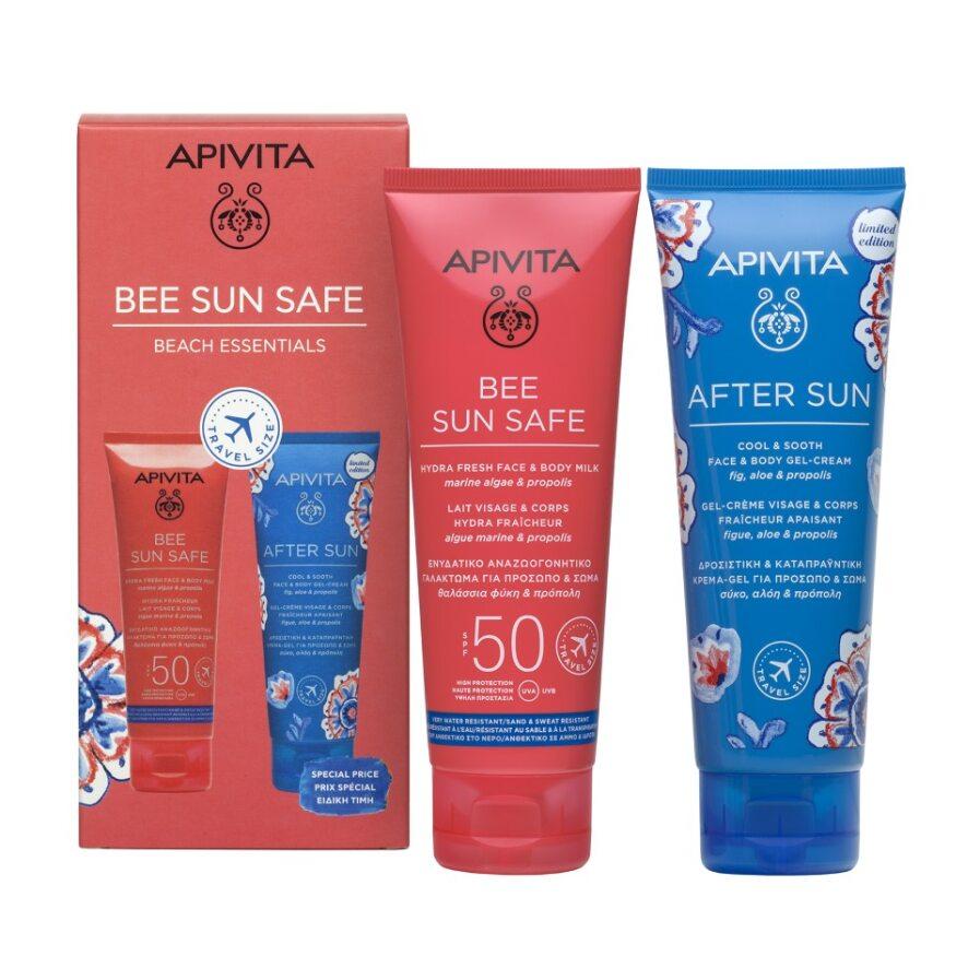 Beach Essentials Hydra Fresh Milk SPF 50 + Gel-Creme Pós-solar Apivita 50ml