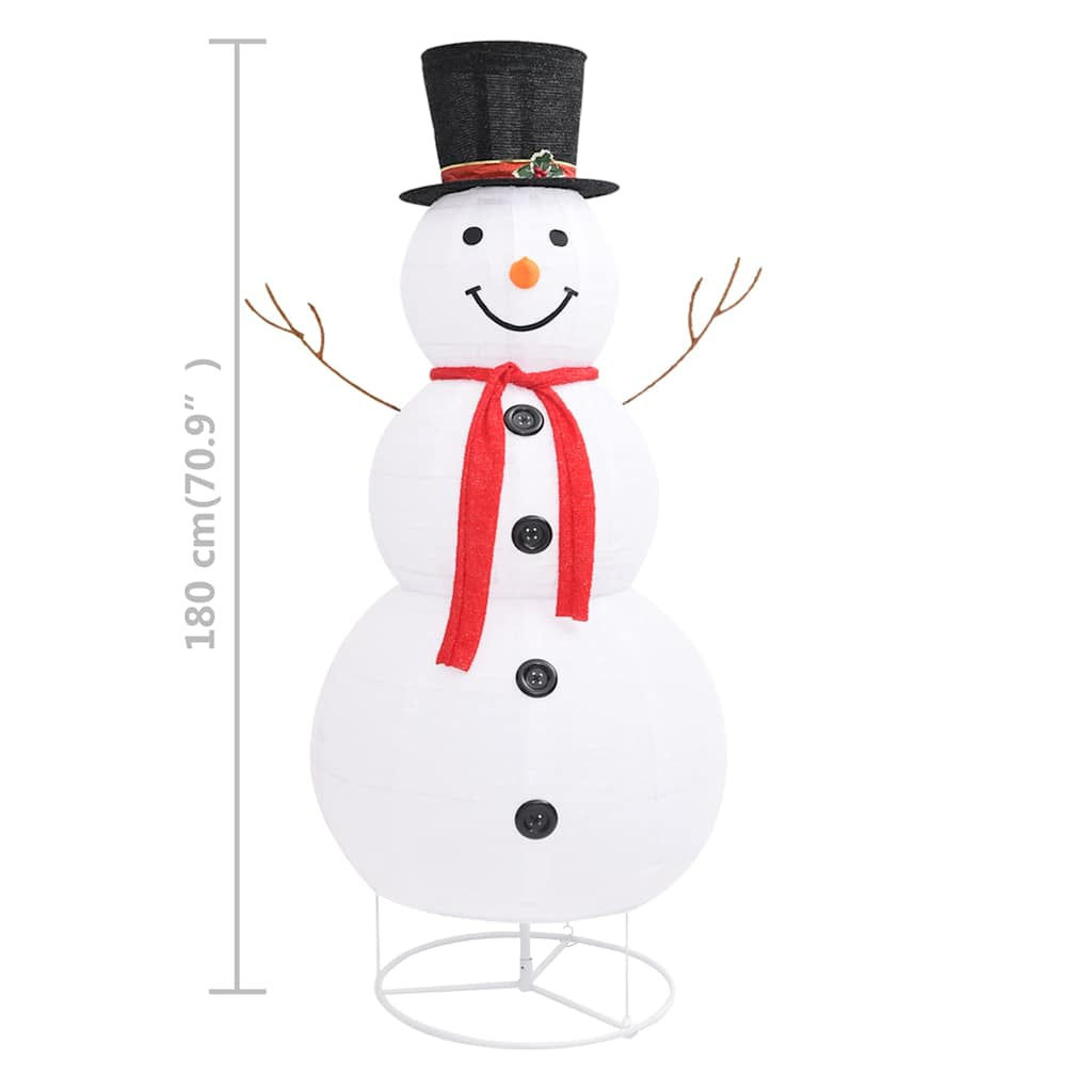 Vidaxl Muñeco De Nieve De Navidad Con Luces Led Tela Lujosa 180 Cm_2