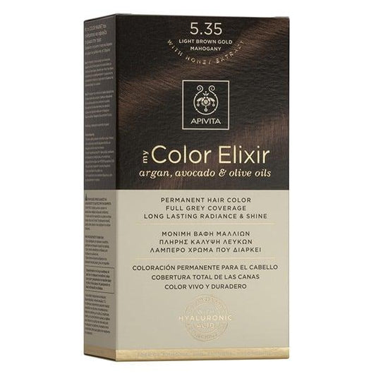 Tinta My Color Elixir N5.35 Castanho Dourado Claro Mogno Apivita