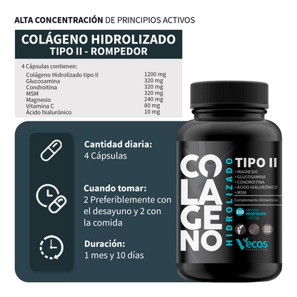 Colágeno Tipo Ii Vecos 160 Cápsulas | Comfort Para Articulaciones Y Movilidad | Glucosamina + Condroitina + Msm_2