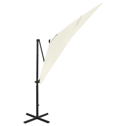 Vidaxl Sombrilla De Jardín Voladiza Con Palo Y Luces Led Arena 250 Cm_3