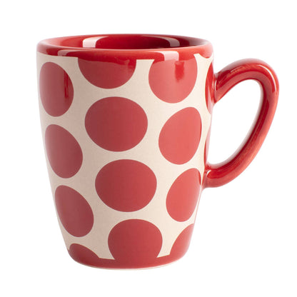 Set De 4pc Café (2 Tazas De 75ml + 2 Platos De Color Solido) Stoneware De Topos Rojos_5