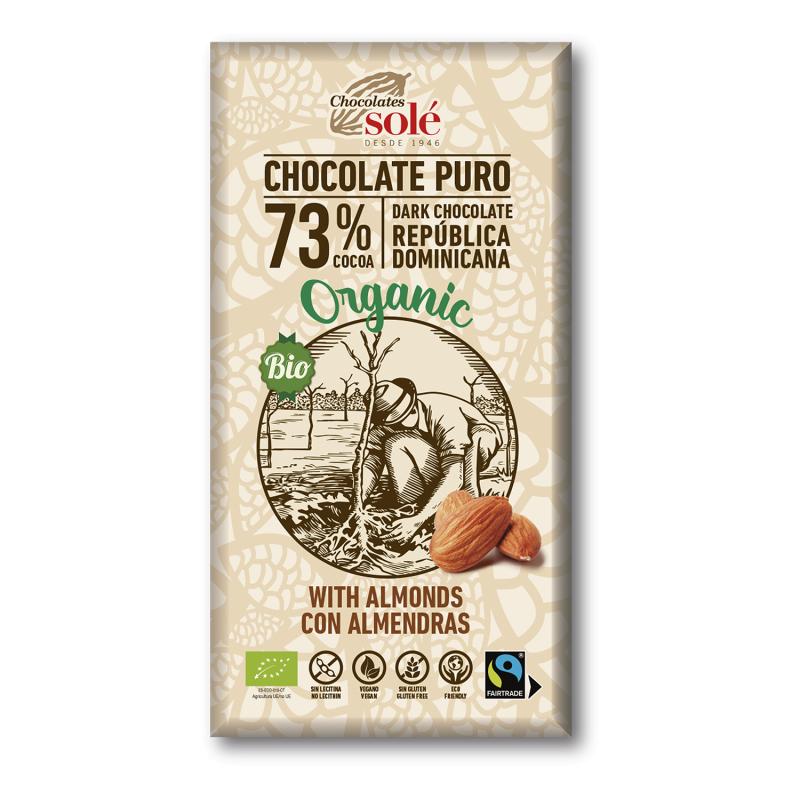 Chocolate Negro 73% com Amêndoas Solé 150g