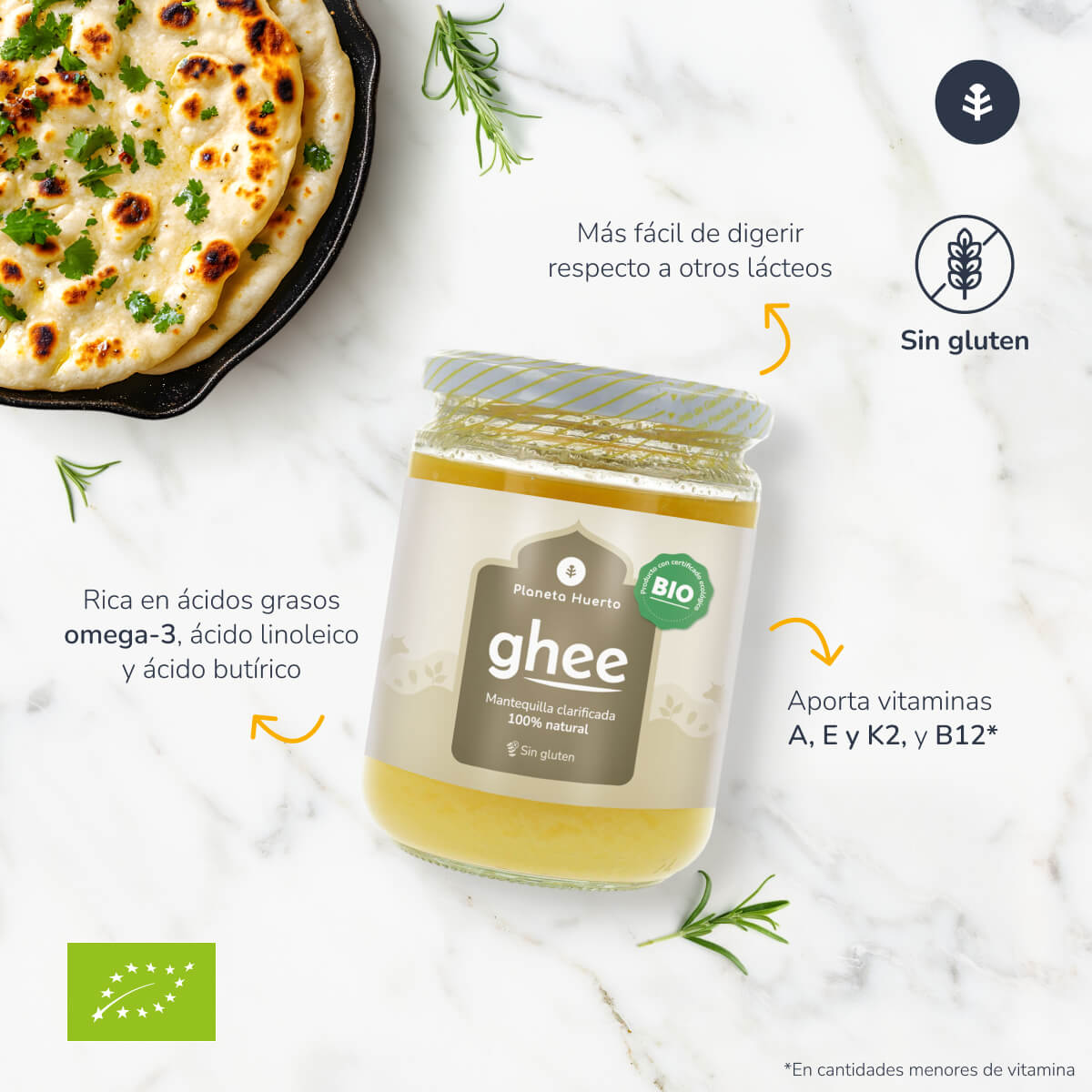Embalagem de 6 Manteigas Clarificadas Ghee ECO Planeta Huerto 500 gr