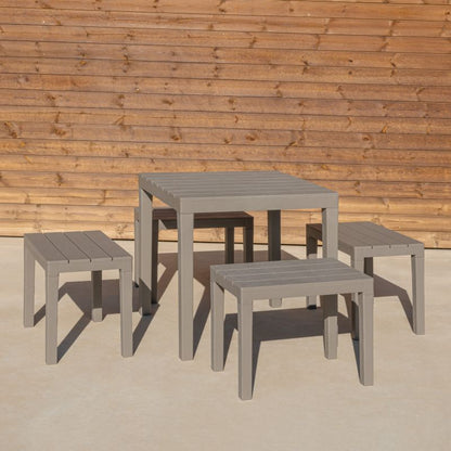 Banqueta De Exterior Nailu Polipropileno, Taupé, 60 X 45 X 39_4