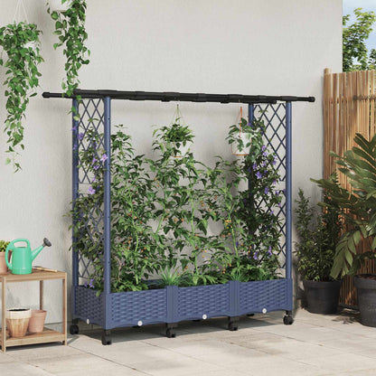 Cama Elevada Con Trellis Y Techo Gris 164 X 40 X 127 Cm Pp_1