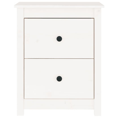Mesita De Noche Madera Maciza De Pino Blanca 50x35x61,5 Cm_1