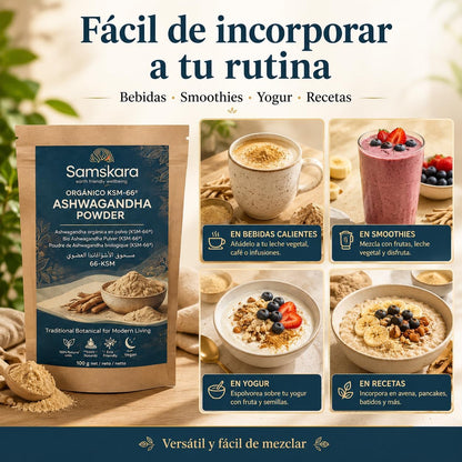 Ashwagandha Ksm-66 En Polvo Bio - Pack 2 X 100g (2 Envases Retail) | Superalimento Ecológico Vegano Para Batidos_3