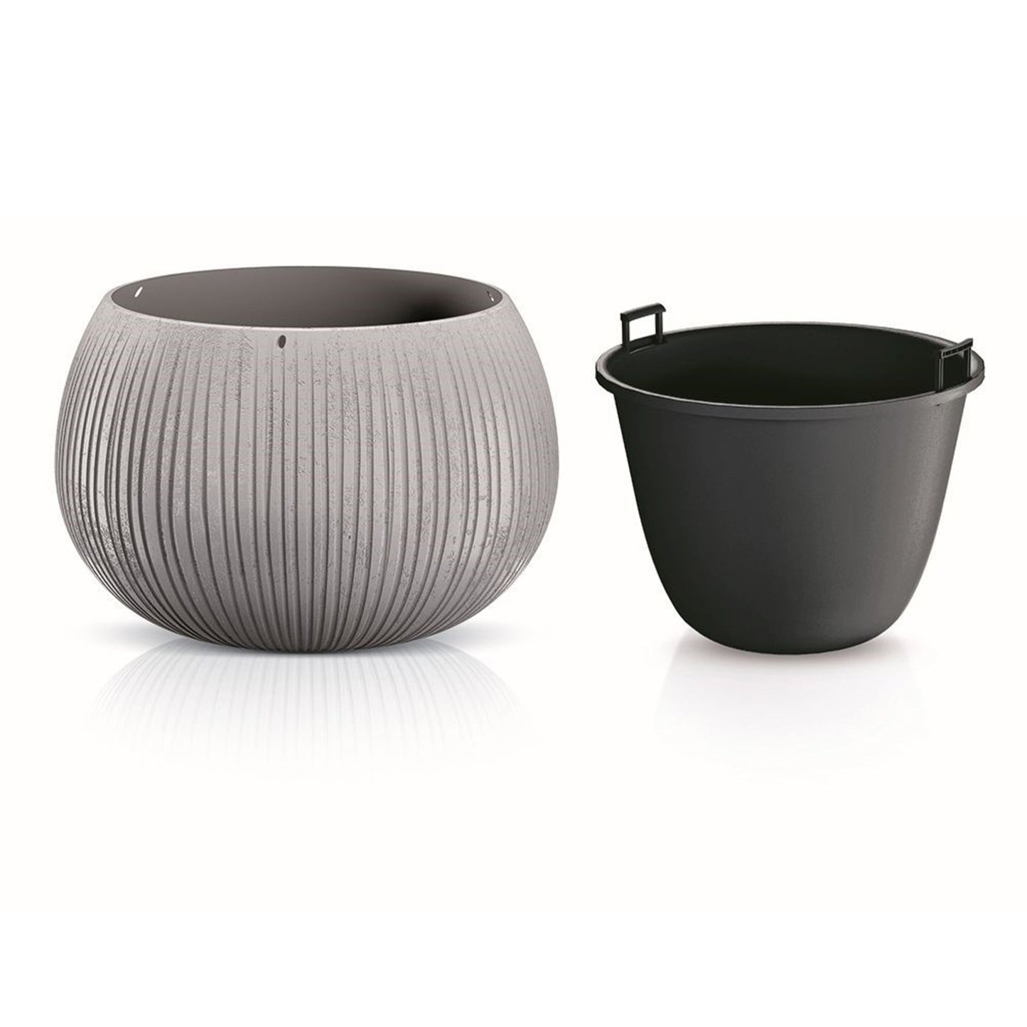 2x Prosperplast Beton Bowl De Plástico Con Depósito En Color Cemento, 11 (alto) X 14,4 (ancho) X 14,4 (profundo) Cms_3