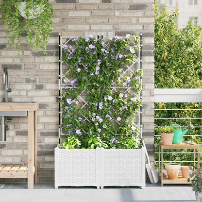 Vidaxl Maceta De Jardín Con Enrejado 2 Pcs Blanco 80 X 40 X 143 Cm Pp_1