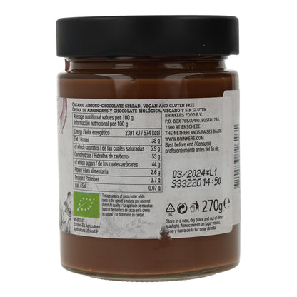 Creme de Amêndoa Vegan com Chocolate La Vida Vegan, 270 g