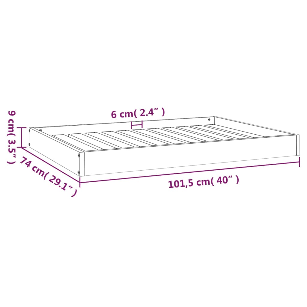 Cama Para Perros Madera Maciza De Pino 101,5x74x9 Cm / Vetonek_3