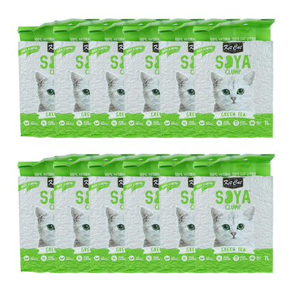 Kit Cat SoyaClump Pack Ahorro 12 - Green Tea 7 L Arena Vegetal para gatos