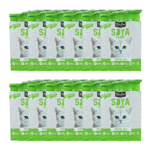 Kit Cat SoyaClump Pack Ahorro 12 - Green Tea 7 L Arena Vegetal para gatos