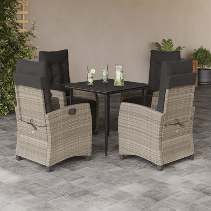 Set Comedor De Jardín 5 Pzas Cojines Ratán Sintético Gris Claro / Vetonek_3