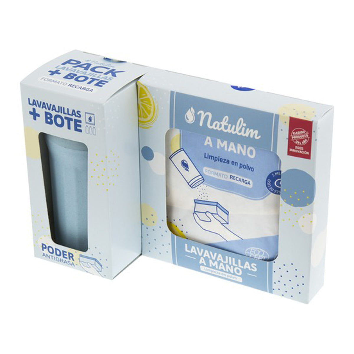 Polvo Lavavajillas a mano Pack (bote + refill) limón Natulim