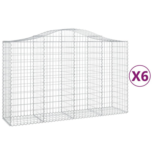 Cestas De Gaviones 6 Uds Forma De Arco Hierro 200x50x120/140 Cm_0