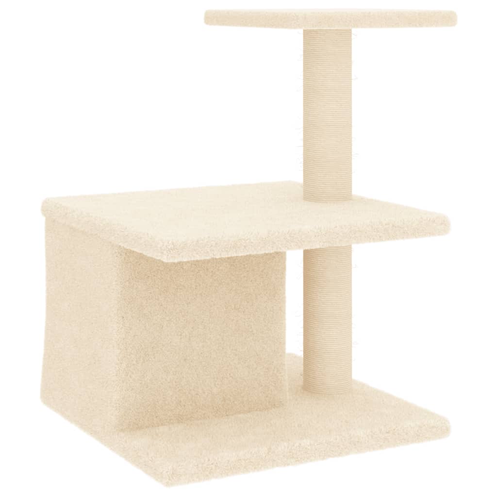 Rascador Para Gatos Con Postes De Sisal Color Crema 48 Cm_4