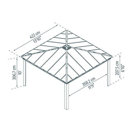 Gazebo sombreado Dallas 422x422 cm 