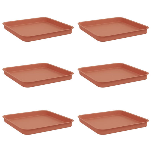 Bandeja Cuadrada Para Flores 6 Pcs Rojo Ladrillo 21 X 21 X 2 Cm_0