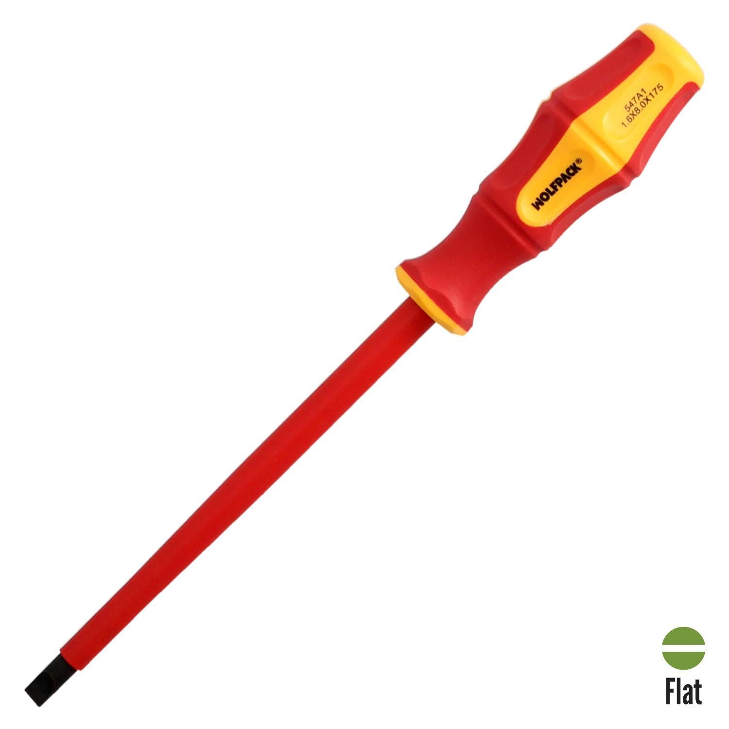 Destornillador Plano Aislado Certificado Vde 1.000 V. Medida 1,6x Ø 8,0 X 175 Mm. Destornillador Seguridad Electricista_0