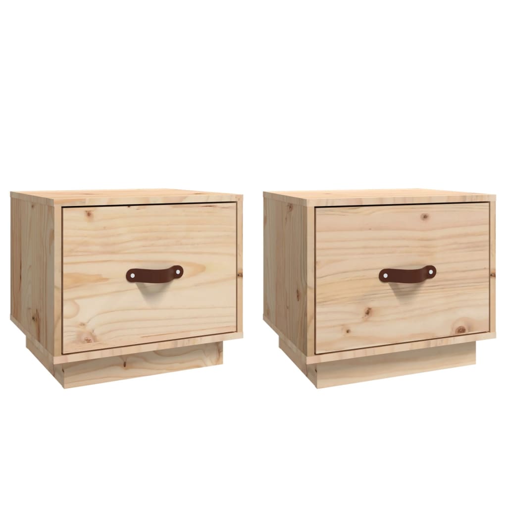 Mesitas De Noche 2 Uds Madera Maciza De Pino 40x34x35 Cm_0