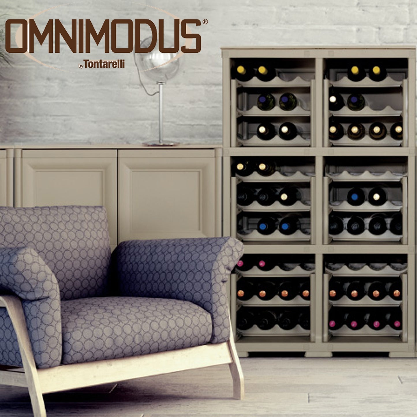 Mueble Omnimodus Portabotellas Para 27 Botellas Modelo Wengé