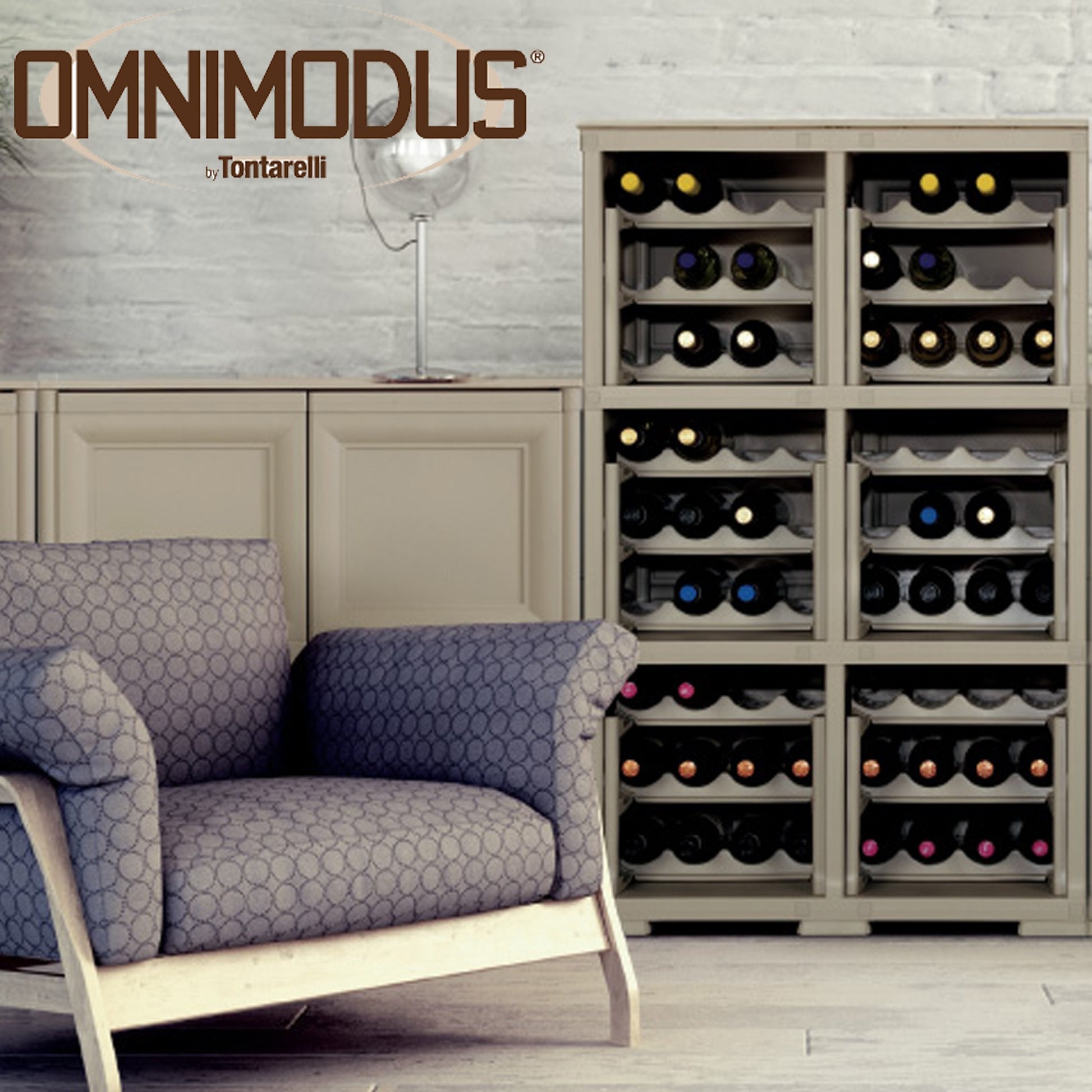 Mueble Omnimodus Portabotellas Para 27 Botellas Modelo Wengé