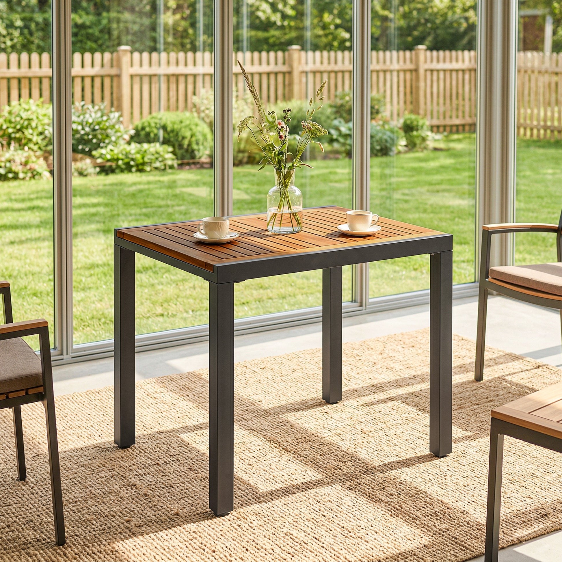 Outsunny Mesa De Jardín Extensible 120/80x70 Cm Para 4-6 Personas Natural_3