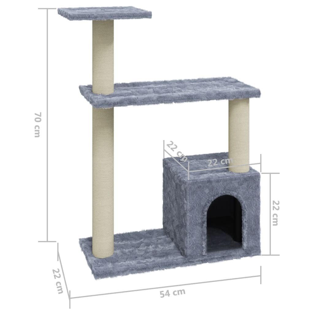 Vidaxl Rascador Para Gatos Con Postes De Sisal Gris Claro 70 Cm_2